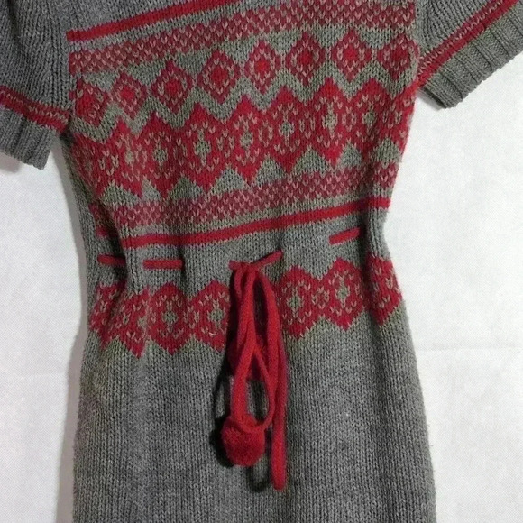Energie Gray and Red Turtleneck sweater dress with drawstring waist sz M - Picture 2 of 6